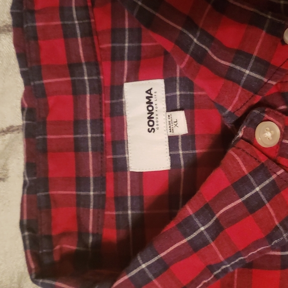 Red Sonoma Plaid Button down shirt - Picture 2 of 3